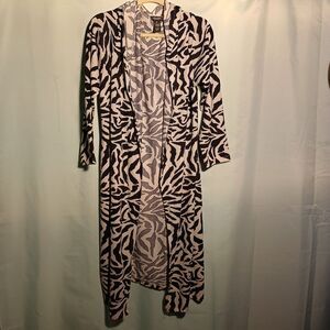 women open front zebra print cardigan